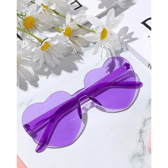 Heart Shaped Sunglasses Bulk Candy Colors Rimless Fashion Party Accessories Wome - Picture 6 of 7